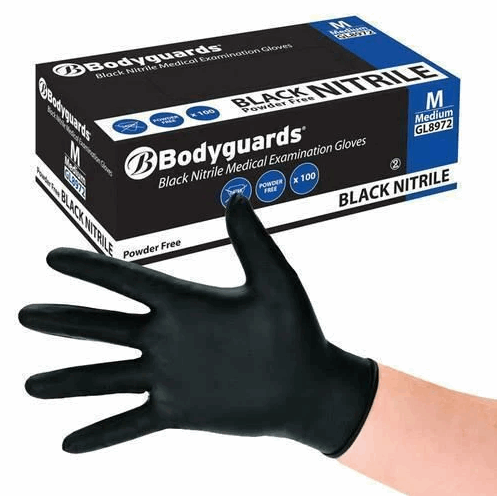 Disposable Black Gloves, Nitrile Examination Gloves Powder free 1 box x 100